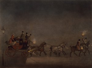 Mail Coach v mlze od James Pollard