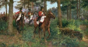 Aféra předsunutých jednotek, 9. husaři Napoleonovy 1. armády 1806 (olej na plátně)
