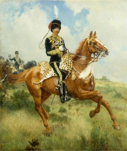 Portrét plukovníka A.G. Lucase ze Suffolk Yeomanry na koni