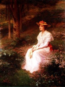 Elegantní dáma sedící v lesích od James R. Lee