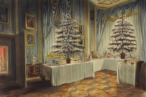 Vánoční stromky vévodkyně z Kentu na hradě Windsor. 1850