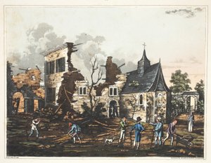 Chateau of Hougoumont: Pohled do vnitrozemí zredukovaného na hromadu ruin
