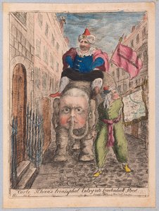 Carlo Khans Triumphal Entry do Leadenhall Street, hospoda. 1783 (ručně kolorovaná rytina)