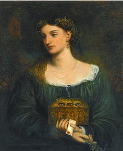 Předrafaelské malby: Pandora (Pandore) par Smetham, James (1821-1889), cca 1865. Olej na plátně, 76,5x61. Soukromá sbírka