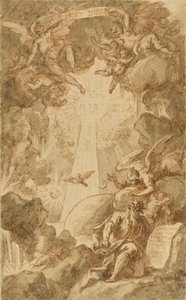 Přípravná kresba pro rytinu C. du Bosca pro Bibli kaple Královské námořní školy. Dílo (43x26,6 cm), autor James Thornhill (1675-1734), počátek 18. století. od James Thornhill