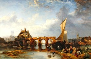 Pont des Treilles na řece Maine v Angers od James Vivien de Fleury