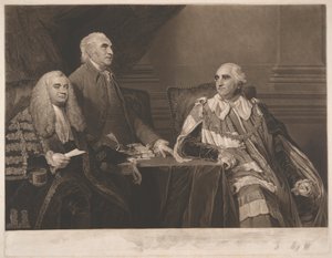 John Dunning, 1. baron Ashburton, s plukovníkem Isaacem Barrem a Williamem Pettym, 2. hrabětem ze Shelburne, markýzem z Lansdowne od James Ward