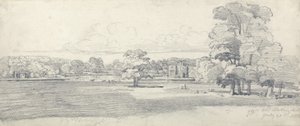 The Old Hall, Tabley, Surrounded by Parkland, 20. července 1814 (tužka na papíře) od James Ward