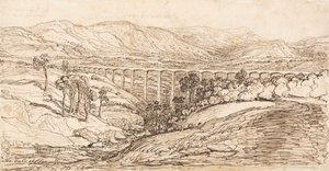 The Vale of Llangollen (pero a hnědý inkoust na papíře) od James Ward