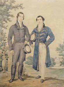 Portrét dvou pánů, 1817 (tužka a wc, zvýrazněno bílou) od James Warren Childe