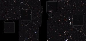 Galaxie v oblasti CEERS (snímek z kamery NIRCam) od James Webb Space Telescope (NASA)