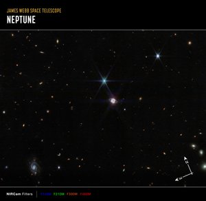 Neptun Wide Field (obrázek kompasu NIRCam) od James Webb Space Telescope (NASA)