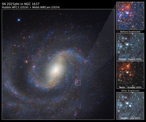 SN 2025pht v NGC 1637 od James Webb Space Telescope (NASA)