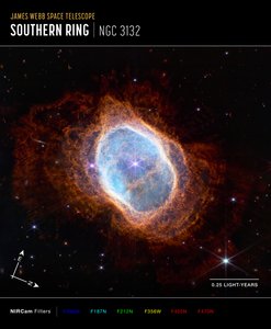 Jižní prstencová mlhovina (obrázek kompasu NIRCam) od James Webb Space Telescope (NASA)