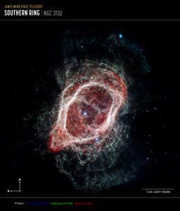 Eteläisen kehäsumun pinnat (NIRCam ja MIRI kompassikompassikuva) od James Webb Space Telescope (NASA)