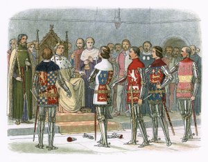 Arundel, Gloucester, Nottingham, Derby a Warwick před králem Richardem II od James William Edmund Doyle