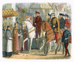 Duchovenstvo uvítalo francouzského krále Karla VI. a Jindřicha V od James William Edmund Doyle