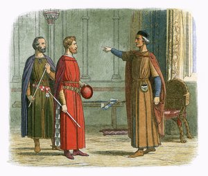 Král Eduard I. vyhrožuje lordu maršálovi od James William Edmund Doyle