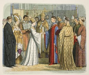 Sňatek Jindřicha V. a Kateřiny Francouzské, 2. června 1420, od A Chronicle of England BC 55 do AD 1485, pub. Londýn, 1863 od James William Edmund Doyle