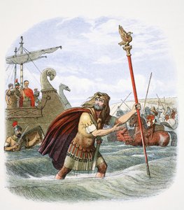Římský vlajkonoš při vylodění 10. legie v Británii, 55 př. n. l. 1864.