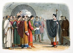 Thomas a Becket zakazuje hraběti z Leicesteru, aby nad ním vynesl rozsudek, 1162 1864 od James William Edmund Doyle
