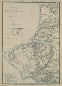 Mapa okolí Sevastopolu, 1854 od James Wyld