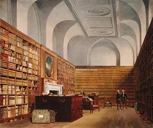 The Kings Library, Buckingham House, z The History of the Royal Residences, vyryl James Baily, William Henry Pyne (1769-1843), 1819 (viz také 169795) od James after Stephanoff