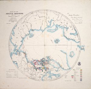 Mapa arktických oblastí z průzkumů Admirality, třetí vydání, cca 1854 (rytina) od James the Younger Wyld
