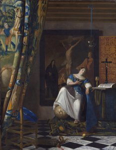 Alegorie víry - obraz Johannese Vermeera (Vermeer de Delft) (1632-1675), olej na plátně od Johannes Vermeer