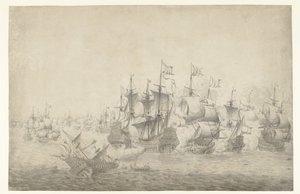 Námořní bitva, možná u Lowestoftu 13. června 1665 (levá strana) od Jan Abrahamsz. Beerstraten (possibly)