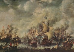Námořní boj mezi Angličany a Holanďany Off Ter Heyde, srpen 1653, 1914. od Jan Abrahamsz. Beerstraten