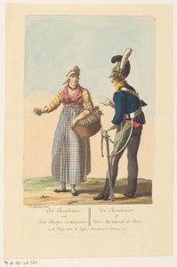 Voják kavalérie a prodavač ředkviček Carabinier and a Radys Saleswoman / Un Carabinier & Une Marchande de Rave (název na objektu)