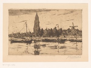 Pohled na Rhenen od Jan Antonius van Schooten (signed by artist)