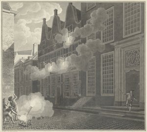 Ostřelování domu Lucase van Stevenincka, 1787 od Jan Arends (signed by artist)