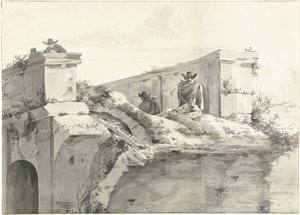 Pohled na okraj Ponte Rotto v Římě od Jan Asselijn (copy after)