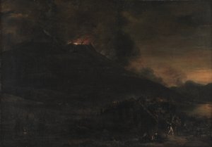 Erupce Vesuvu za soumraku od Jan Asselijn
