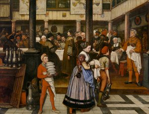 Frans Floris na banketu Cechu svatého Lukáše (olej na plátně)