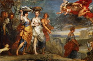 Mercure rencontre Herse - Merkur se setkává s Herse - Jan Boeckhorst (1604-1668). Olej na plátně