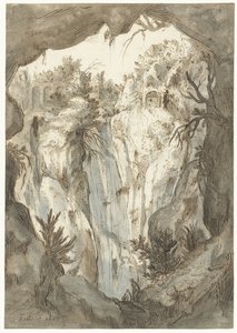 Tivoli vodopád viděný z jeskyně od Jan Brueghel (I) (attributed to)