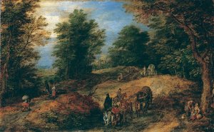Krajina s cestovateli na lesní cestě, ca. 1607. od Jan Brueghel the Elder
