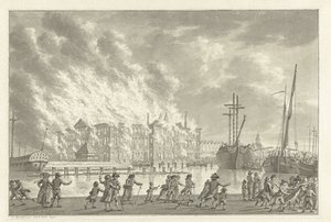 Požár v zemích Zeemagazijn, 1791 od Jan Bulthuis (signed by artist)