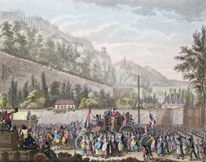 Ženy z Les Halles v Auteuil při převozu francouzské královské rodiny do Paříže z Versailles dne 6. října 1789, 1796