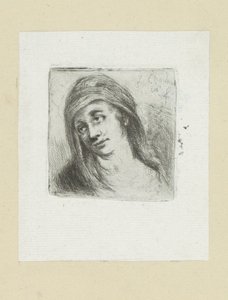 Jonge vrouw potkal hoofddoek The Compleat Work of Etchings od Johna Chalona / Oeuvre Complette des Eaux Fortes par Jean Chalon (název série) od Jan Chalon