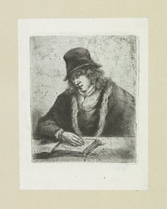Lezende muž klade motyku The Compleat Work of Etchings od Johna Chalona / Oeuvre Complette des Eaux Fortes par Jean Chalon (název série) od Jan Chalon