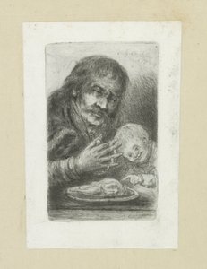 Muž v naturáliích aan de eettafel The Compleat Work of Etchings od Johna Chalona / Oeuvre Complette des Eaux Fortes par Jean Chalon (název série) od Jan Chalon