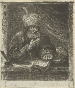 Muž s turbanem za psacím stolem od Jan Chalon