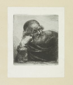 Starý muž se opíral o pravou paži The Compleat Work of Etchings od Johna Chalona / Oeuvre Complette des Eaux Fortes od Jeana Chalona (název série) od Jan Chalon