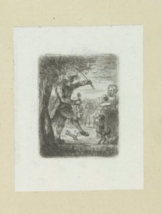 Straatmuzikant dává znásilnění do tanečního hondu The Compleat Work of Etchings od Johna Chalona / Oeuvre Complette des Eaux Fortes par Jean Chalon (název série) od Jan Chalon