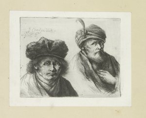 Twee mannen vkládá motyku do tulbandu The Compleat Work of Etchings od Johna Chalona / Oeuvre Complette des Eaux Fortes par Jean Chalon (název série) od Jan Chalon