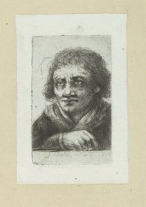 Dospělý muž, jeho pravá ruka je vidět The Compleat Work of Etchings od Johna Chalona / Oeuvre Complette des Eaux Fortes od Jeana Chalona (název série) od Jan Chalon